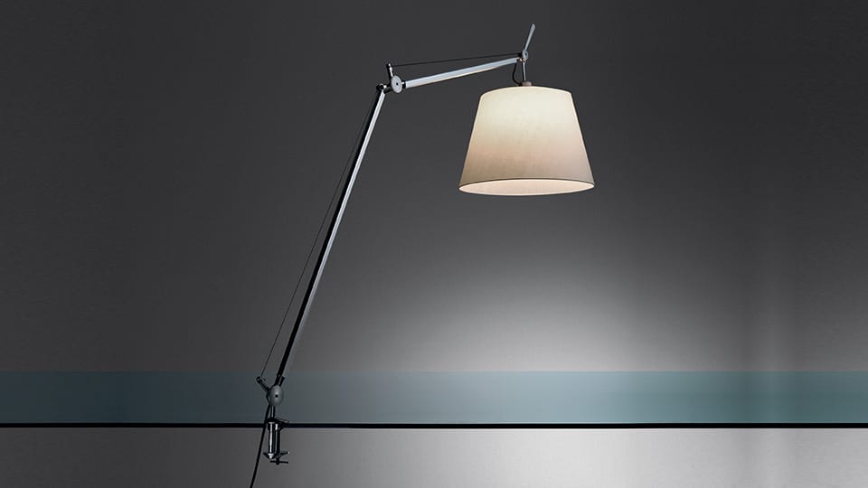 Artemide Tolomeo Mega Table Dimmer Alluminio Diffusore Pergamena 32cm