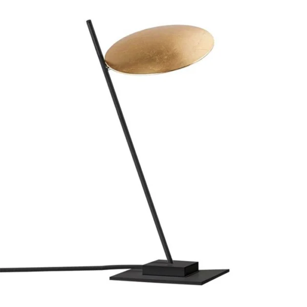 Catellani & Smith LEDERAM T1 - tavolo - disco in foglia oro, asta nera, base nera