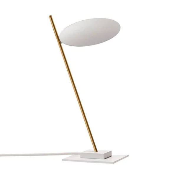 Catellani & Smith LEDERAM T1 - tavolo - disco bianco, asta oro, base bianca