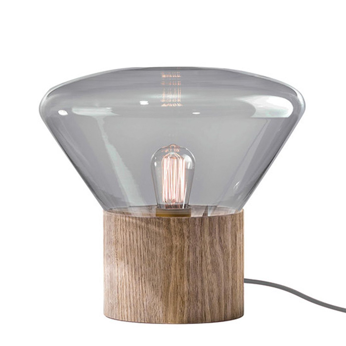 BROKIS MUFFINS mini wood 06 - table - smoke grey glass - european oak base